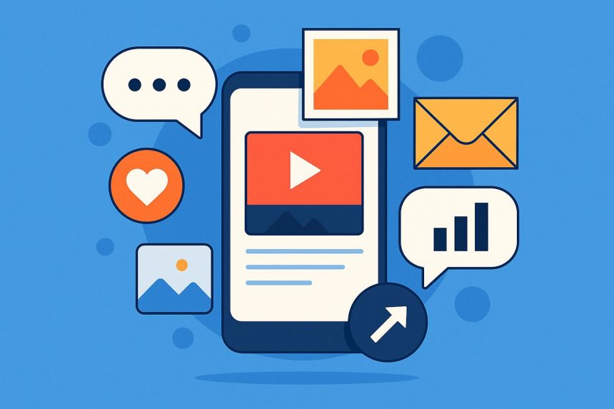 Colorful digital visual micro-content elements enhancing modern online communication platforms