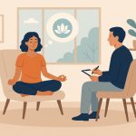 Therapist guiding client in a private counseling session focused on mindfulness techniques