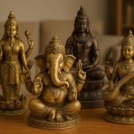 Hindu deity statue displayed on a home shelf, elegant decor for collectors and spiritual spaces