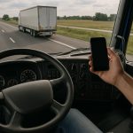 Large truck swerving on highway due to distracted driving, highlighting road safety risks