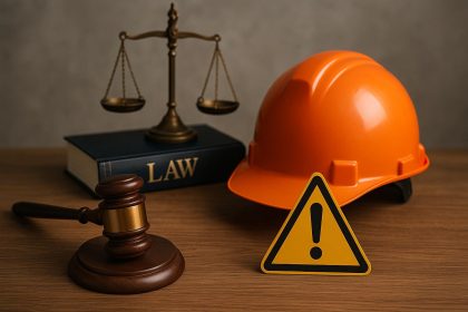 Gavel and hard hat symbolizing legal protection for workplace injury victims in Odessa