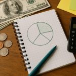 Flexible budget planning concept with adjusting financial charts, graphs, and calculator