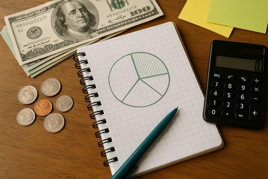 Flexible budget planning concept with adjusting financial charts, graphs, and calculator