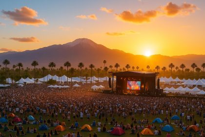 Colorful music festival crowd enjoying live performance at a popular United States festival event