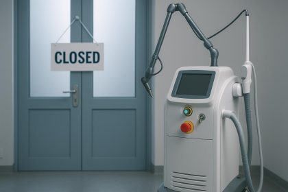 Used medical lasers in a clinical setting, emphasizing safe purchasing from closed clinics