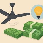 BLDC ceiling fan operating efficiently, illustrating monthly electricity savings in a home setting