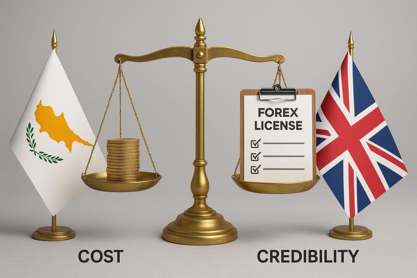 Cyprus and UK forex license comparison highlighting cost efficiency and regulatory credibility