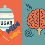 Colorful sugary snacks spilling from a bowl, symbolizing blood sugar swings linked to ADHD symptoms