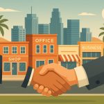 Orange County business district skyline representing buying and selling businesses in California