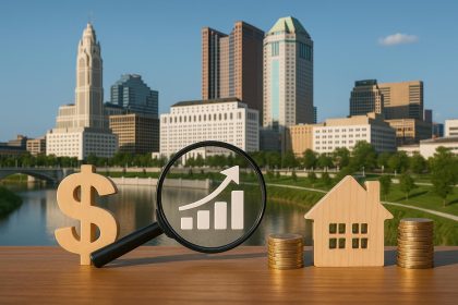Downtown Columbus Ohio skyline with business district, illustrating local business valuation concepts