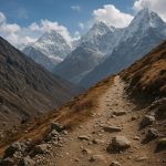 High-altitude mountain trek with challenging terrain, emphasizing caution for beginners