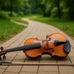 Violin rental instruments displayed in a music store, highlighting affordable music learning options