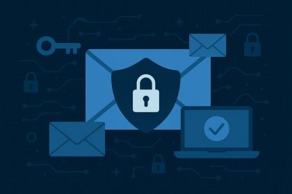 Secure email login screen illustration highlighting cybersecurity measures for professionals