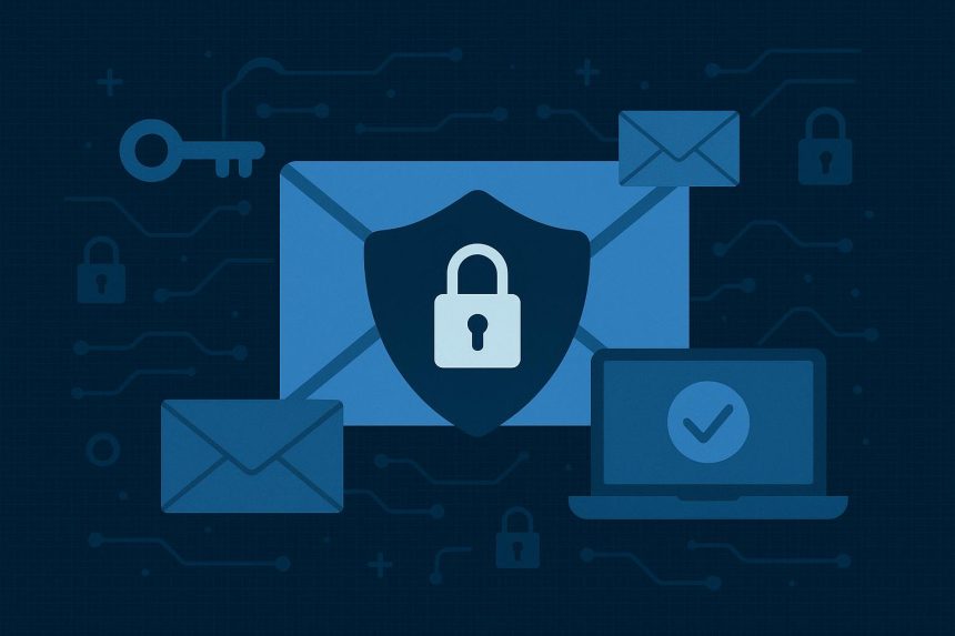 Secure email login screen illustration highlighting cybersecurity measures for professionals