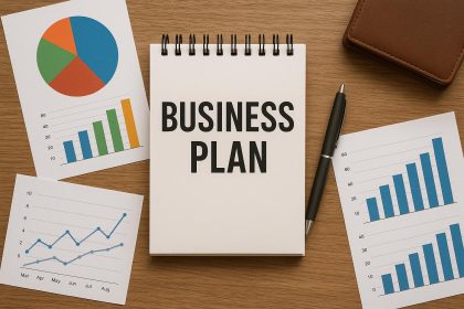 Business plan documents and charts representing Anisuzzaman Chowdhury’s strategic planning insights