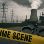 Damaged power grid substation highlighting risks leading to criminal investigations