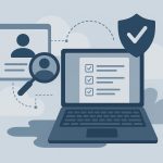 Secure online exam authentication with digital identity verification technology illustration