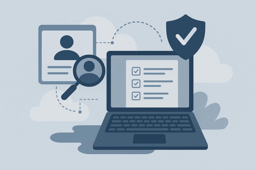Secure online exam authentication with digital identity verification technology illustration