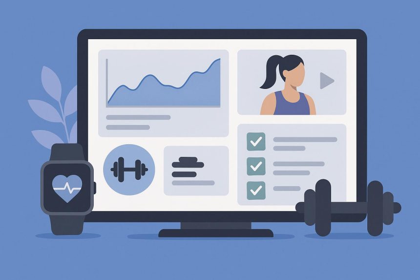 All-in-one dashboard interface for remote personal trainers with fitness tracking tools displayed