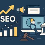 Law firm digital marketing strategy concept highlighting SEO alongside other online tactics