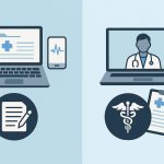 Virtual scribe and medical assistant working remotely with digital healthcare technology tools
