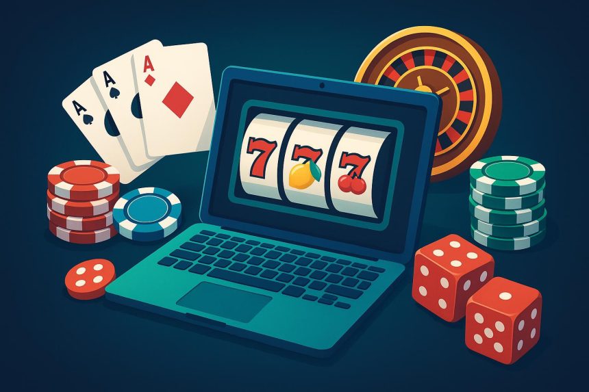 Colorful digital casino interface showcasing online slots, cards, and roulette for iGaming innovation