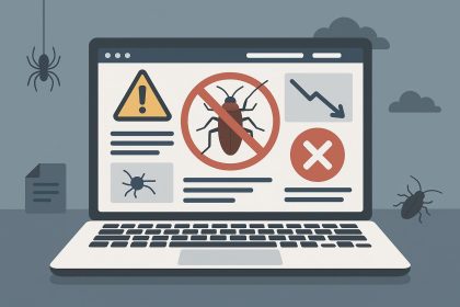 Website mistakes reducing lead generation for pest control businesses, illustrated with bug icons