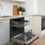 Modern dishwasher seamlessly integrated into a stylish kitchen with functional layout design