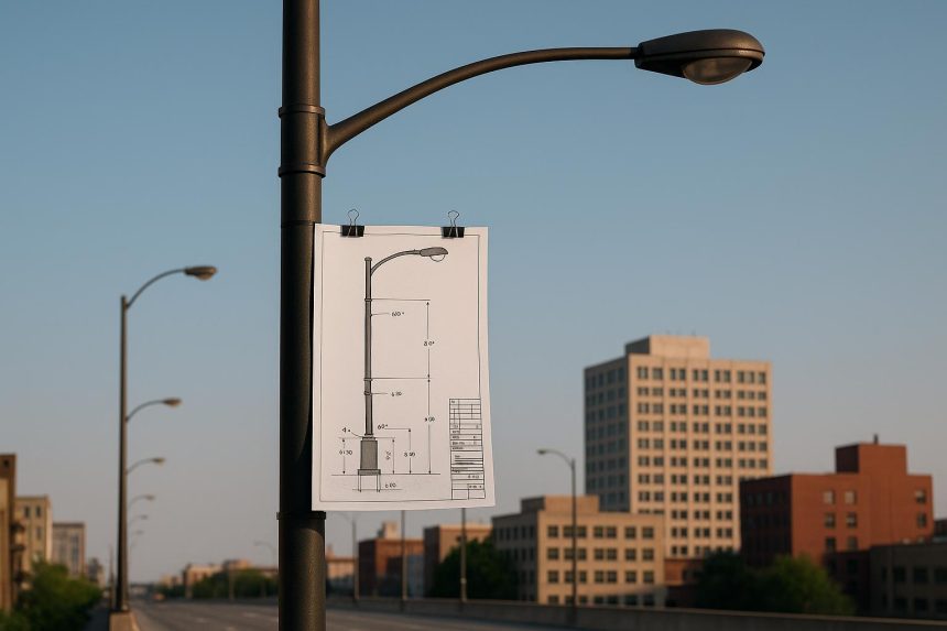 City light pole inspection by licensed engineer for safety and compliance requirements