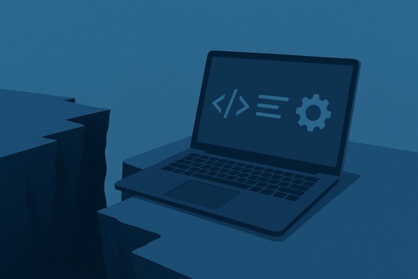 Abstract illustration highlighting the IT skills gap challenge in modern business environments