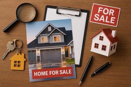 Modern house exterior with "For Sale" sign highlighting effective real estate advertising methods