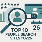 Magnifying glass over a digital profile search page, illustrating online people search platforms
