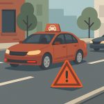 Cars stopping curbside with traffic congestion from frequent rideshare pickups and drop-offs