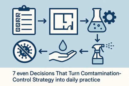 Sterile pharmaceutical facility illustrating GMP contamination-control strategy in daily operations