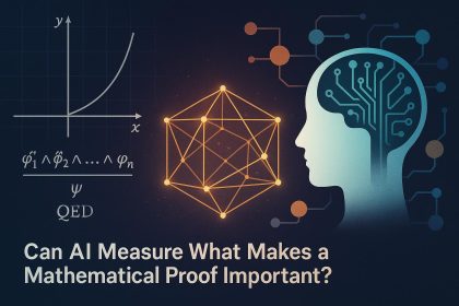 AI analyzing mathematical proof complexity, highlighting key equations and PriorProof interface
