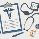 Stethoscope and clipboard on a doctor's desk symbolizing primary care physician responsibilities