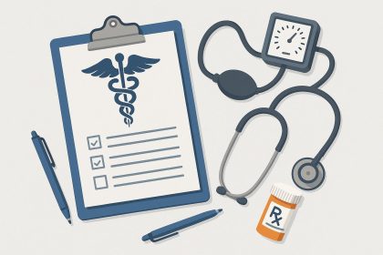 Stethoscope and clipboard on a doctor's desk symbolizing primary care physician responsibilities