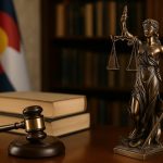 Colorado courtroom with legal documents, symbolizing creative personal injury law and client advocacy