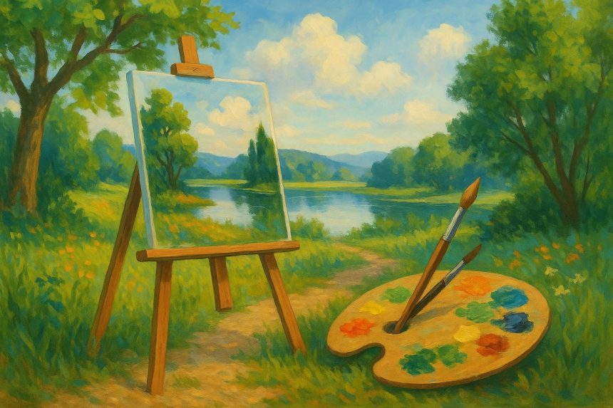 Painting of a forest landscape symbolizing the healing power of connecting with nature through art