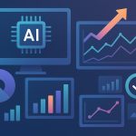 AI dashboard displaying analytics charts representing brand performance and measurement success