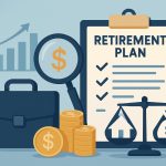 Retirement plan options and financial documents representing employee benefits and planning choices