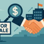 Downtown Westchester business storefronts with For Sale signs attracting potential buyers