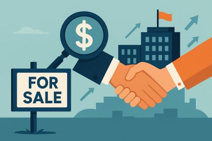 Downtown Westchester business storefronts with For Sale signs attracting potential buyers