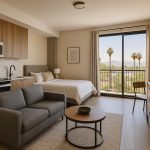 Modern furnished studio apartment interior in Phoenix, showcasing stylish living space decor