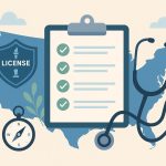 State nursing licenses, travel nurse paperwork, and licensing map for travel nursing process