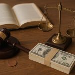 Scales of justice and legal documents symbolizing personal injury lawyer fee arrangements
