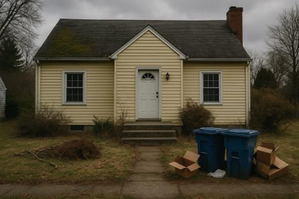 Senior navigating cluttered living space, illustrating environmental challenges in later life