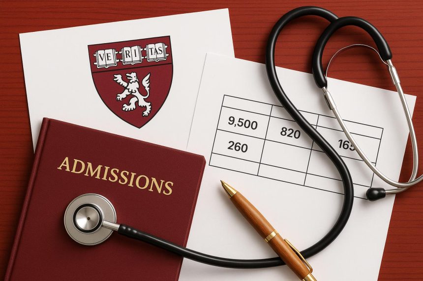 Harvard Medical School admissions data chart highlighting acceptance trends and application rates