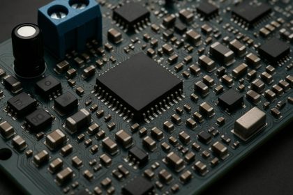 Crowded circuit board with limited space and complex electrical components for electronics design
