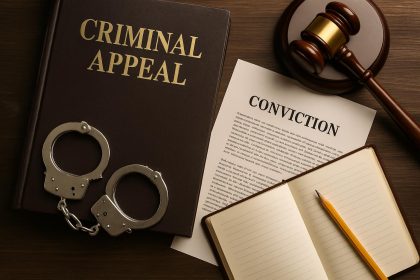Courtroom scene in South Florida highlighting legal documents for a criminal appeal process